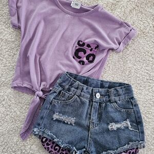 Casual Purple Short Sleeve Tee Soft Knit